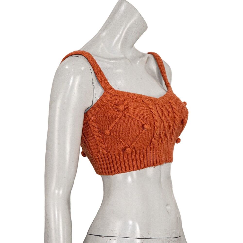 For Love and Lemons size XS Florentina knit Crop sweater tank in brown/orange - Picture 8 of 9